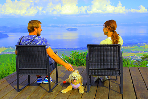 ワンちゃんと一緒に山頂へ